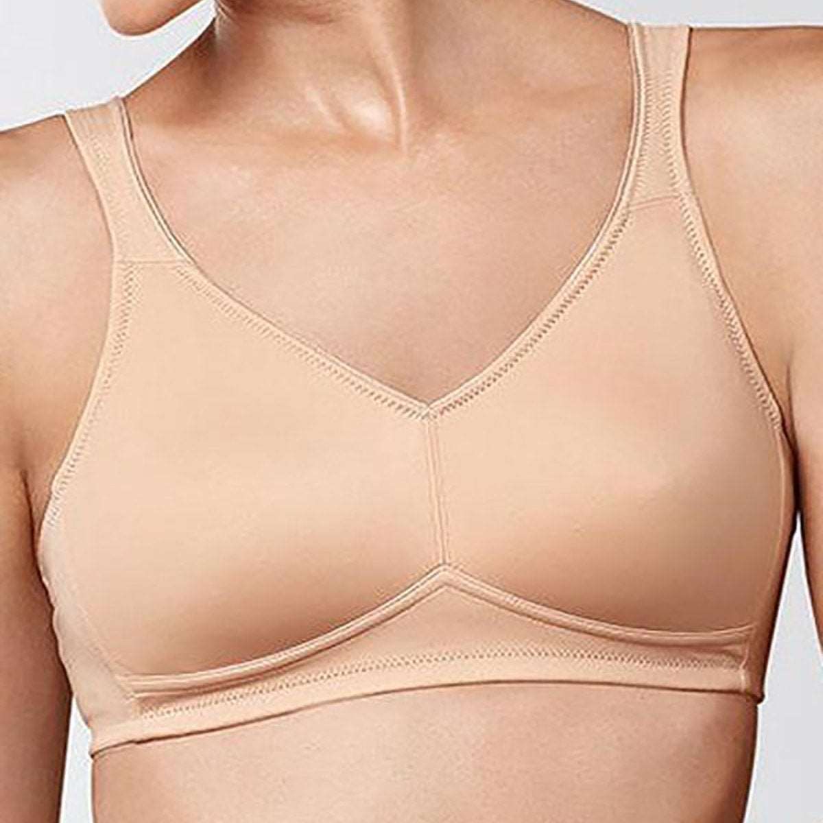 Amoena Marlena wireless Bra in nude on model front view