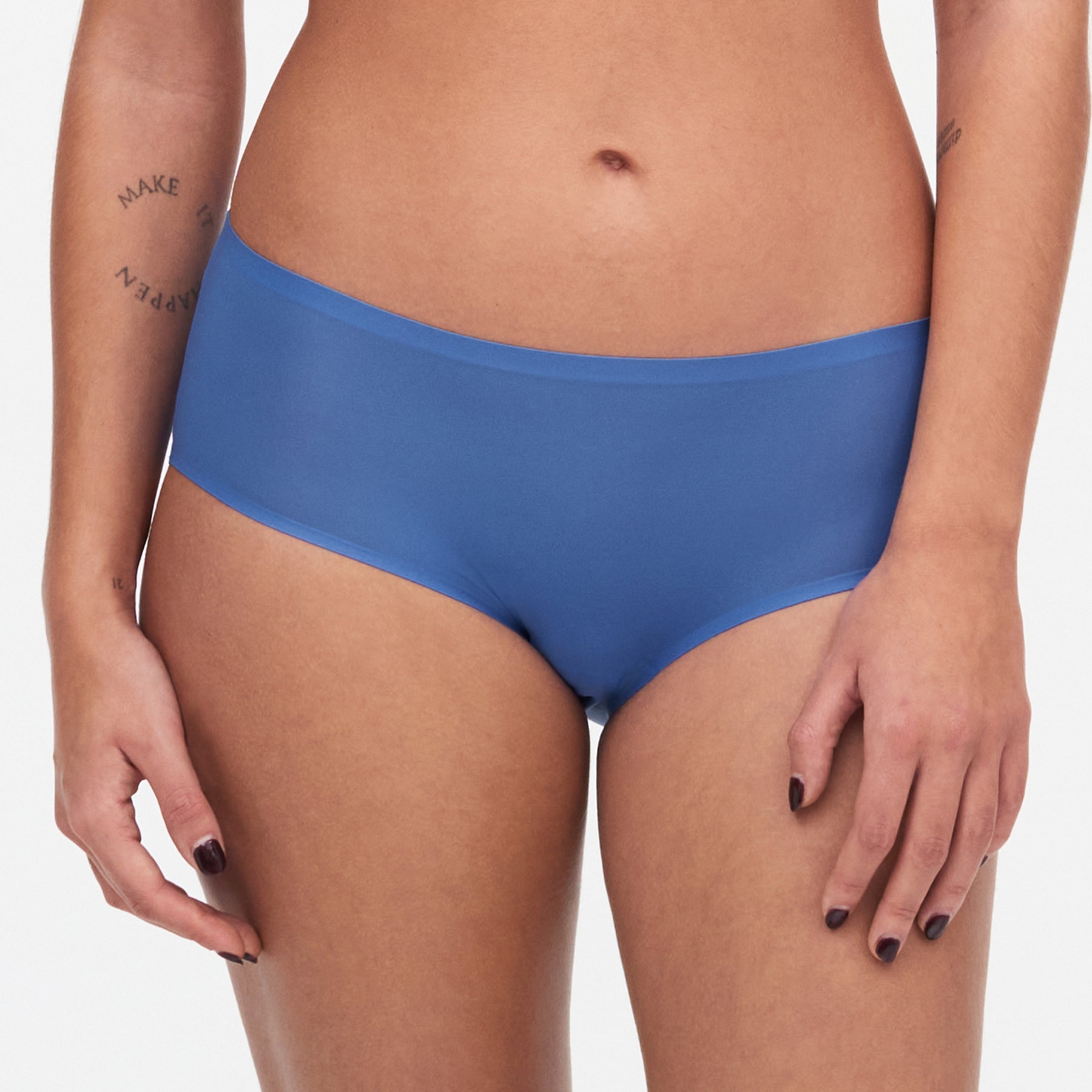 Chantelle Soft Stretch Hipster Shorty in Antoinette Blue - front view highlighting second-skin fit and mid-rise waistband
