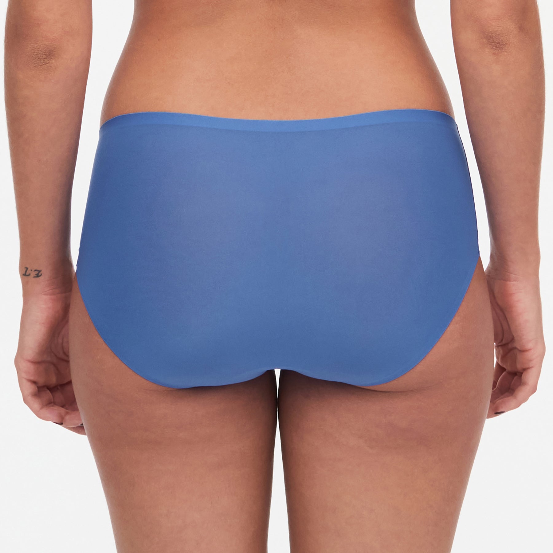 Chantelle Soft Stretch Hipster Shorty in Antoinette Blue - seamless back view showcasing smooth, full coverage fit