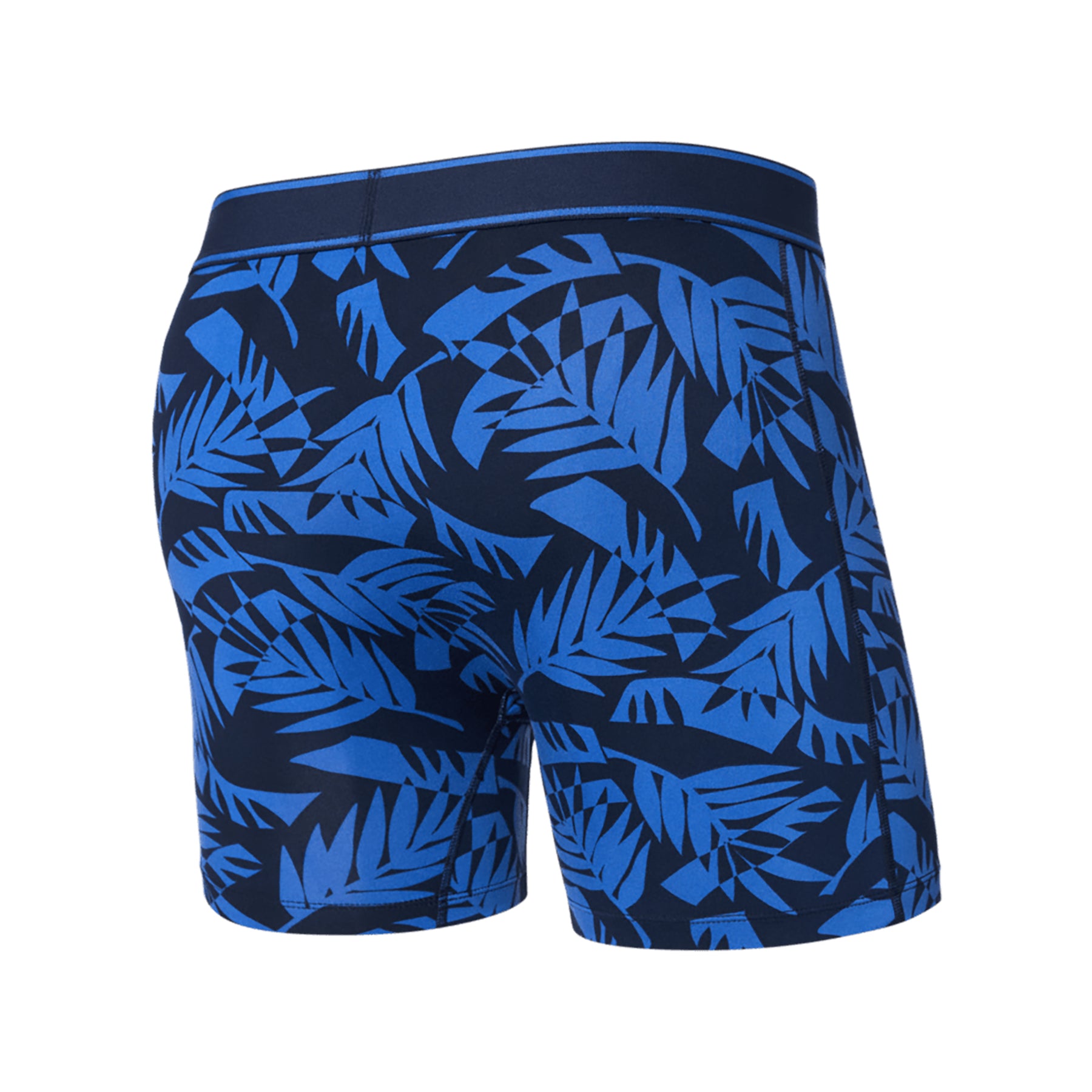 Back view of SAXX Palm Frond Maritime Boxer Brief showing full leaf pattern and supportive waistband.
