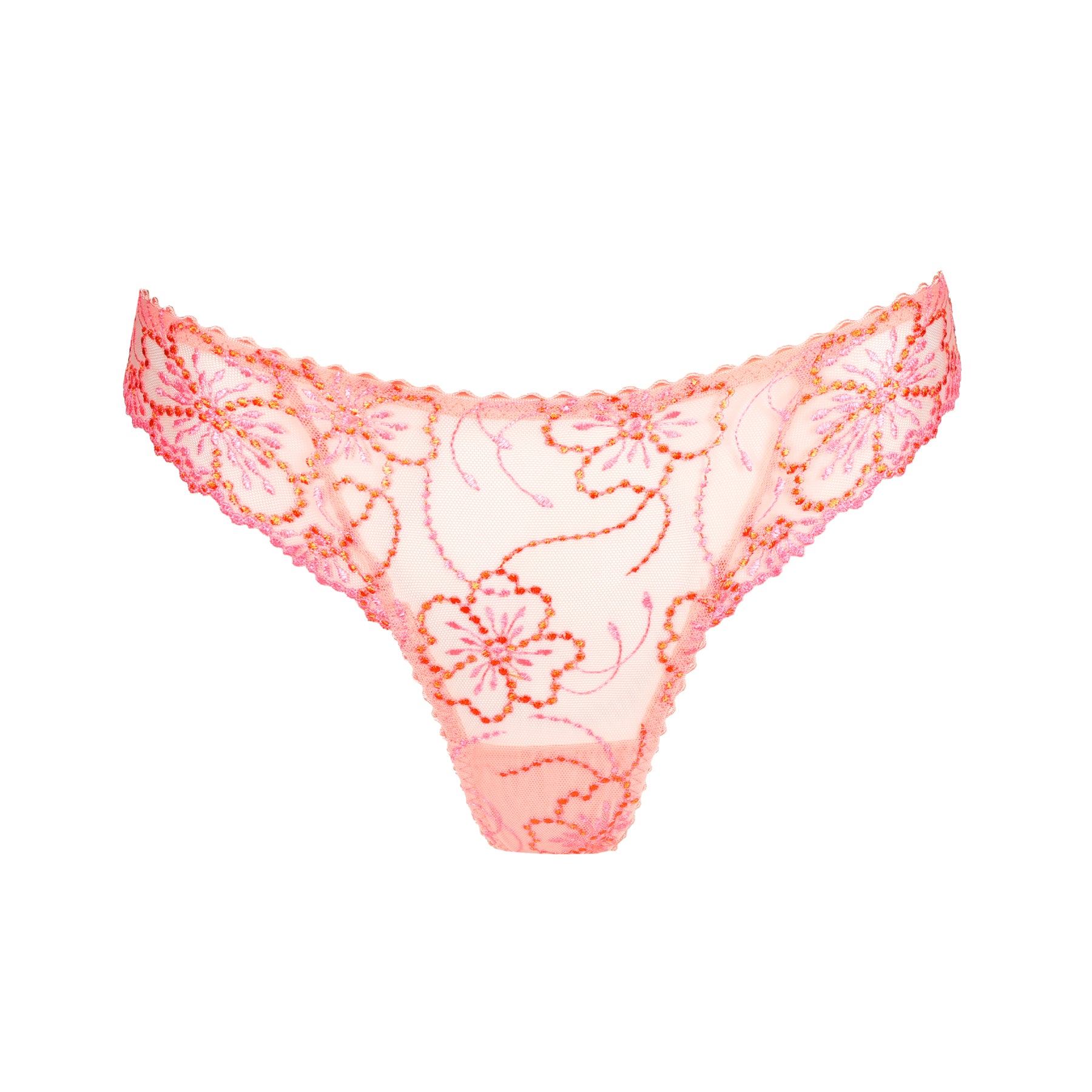 Sexy thongs for a streamlined look under any outfit. Cheerful mix of orange and pink.