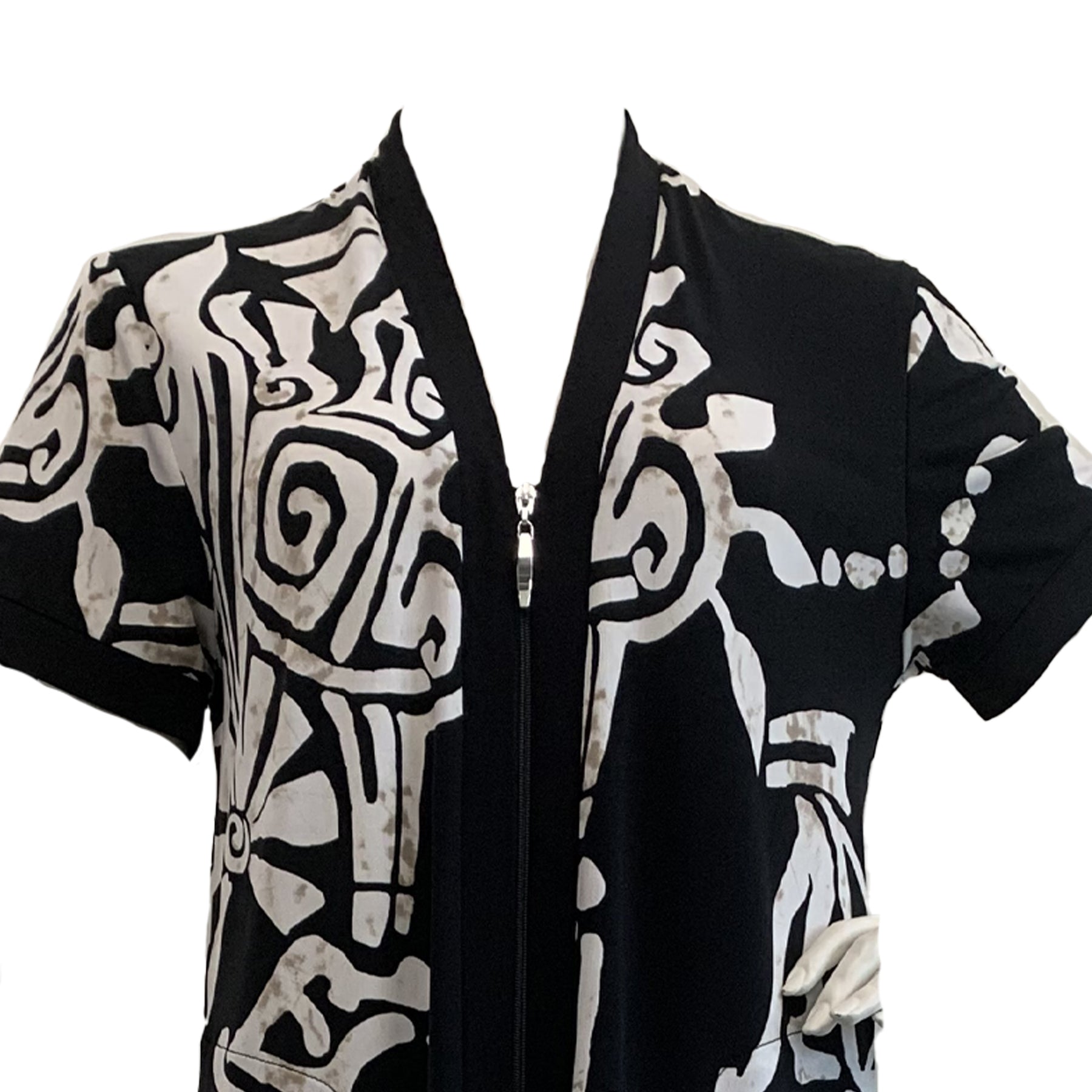 Diamond Tea Printed Short Zip Up Robe