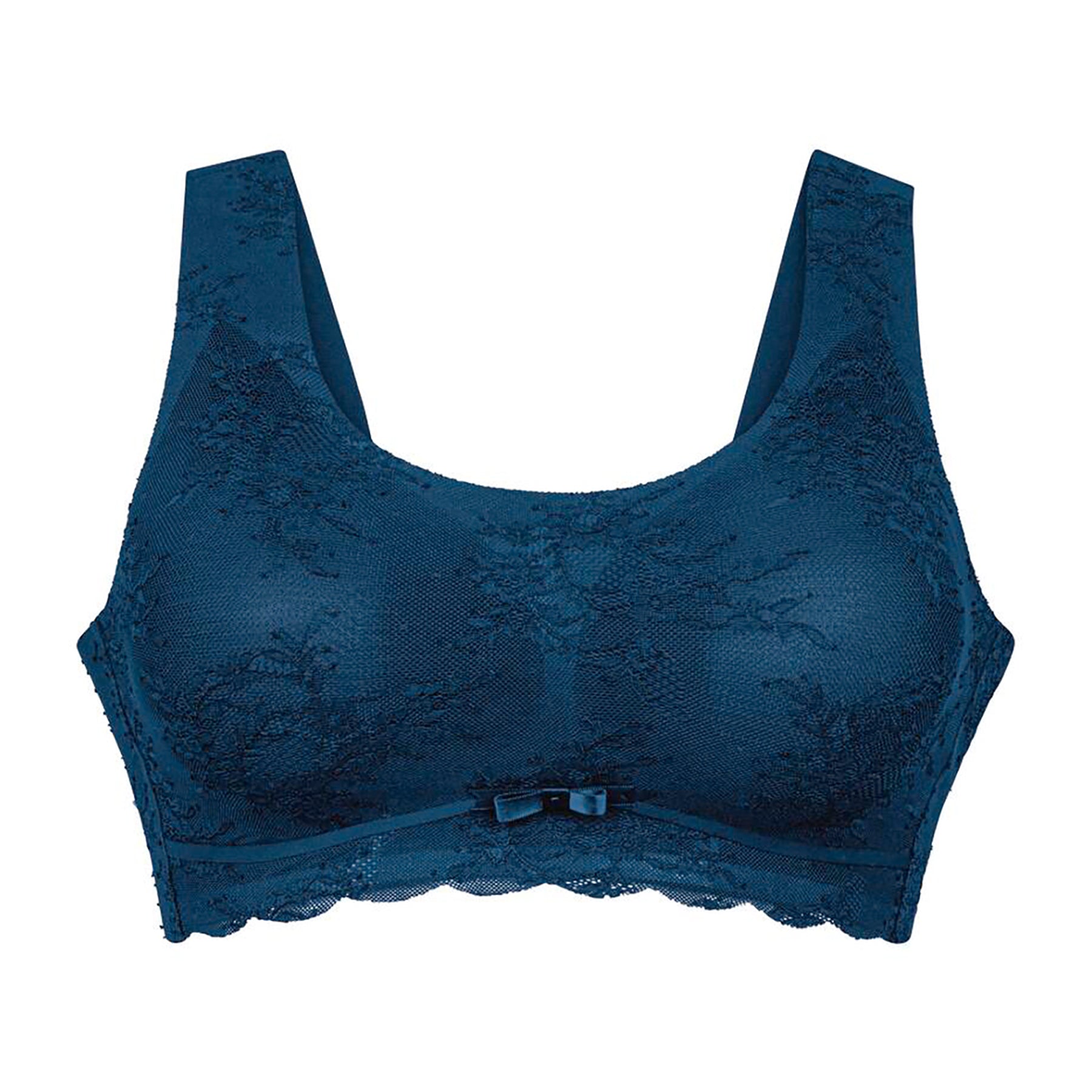 Anita Essentials Lace wireless moulded Bralette in maritime navy blue 380, front view without model.