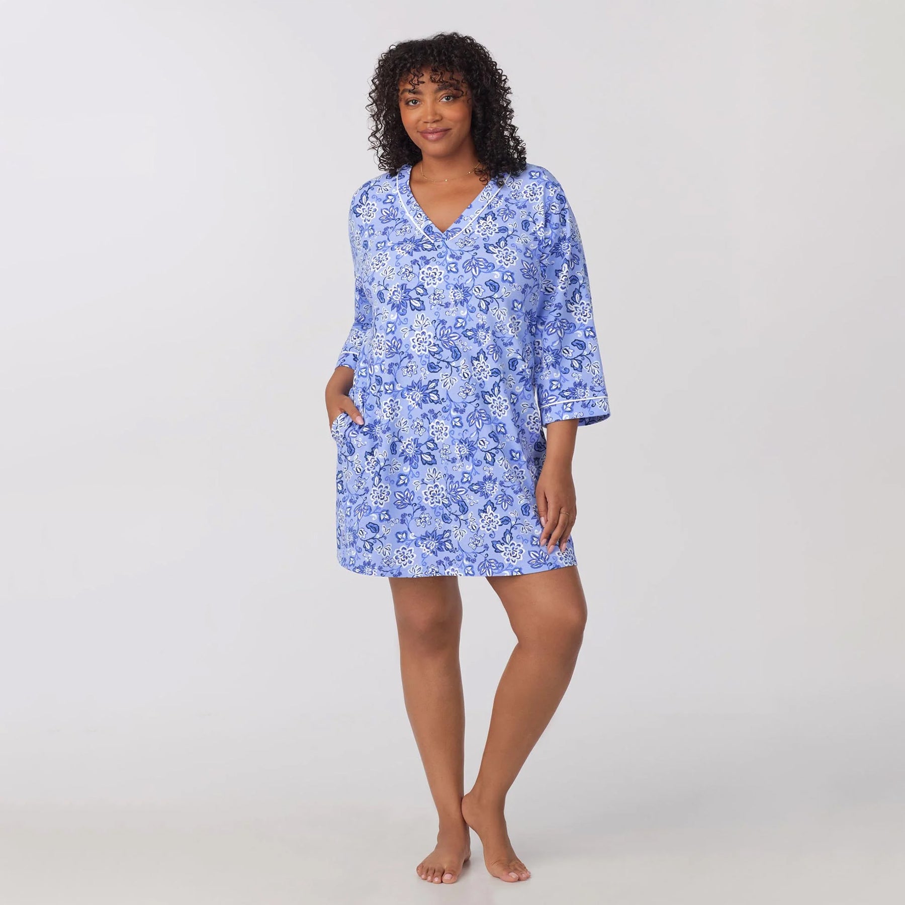 Bed Head Sleepshirt V-neck3/4 Sleeves