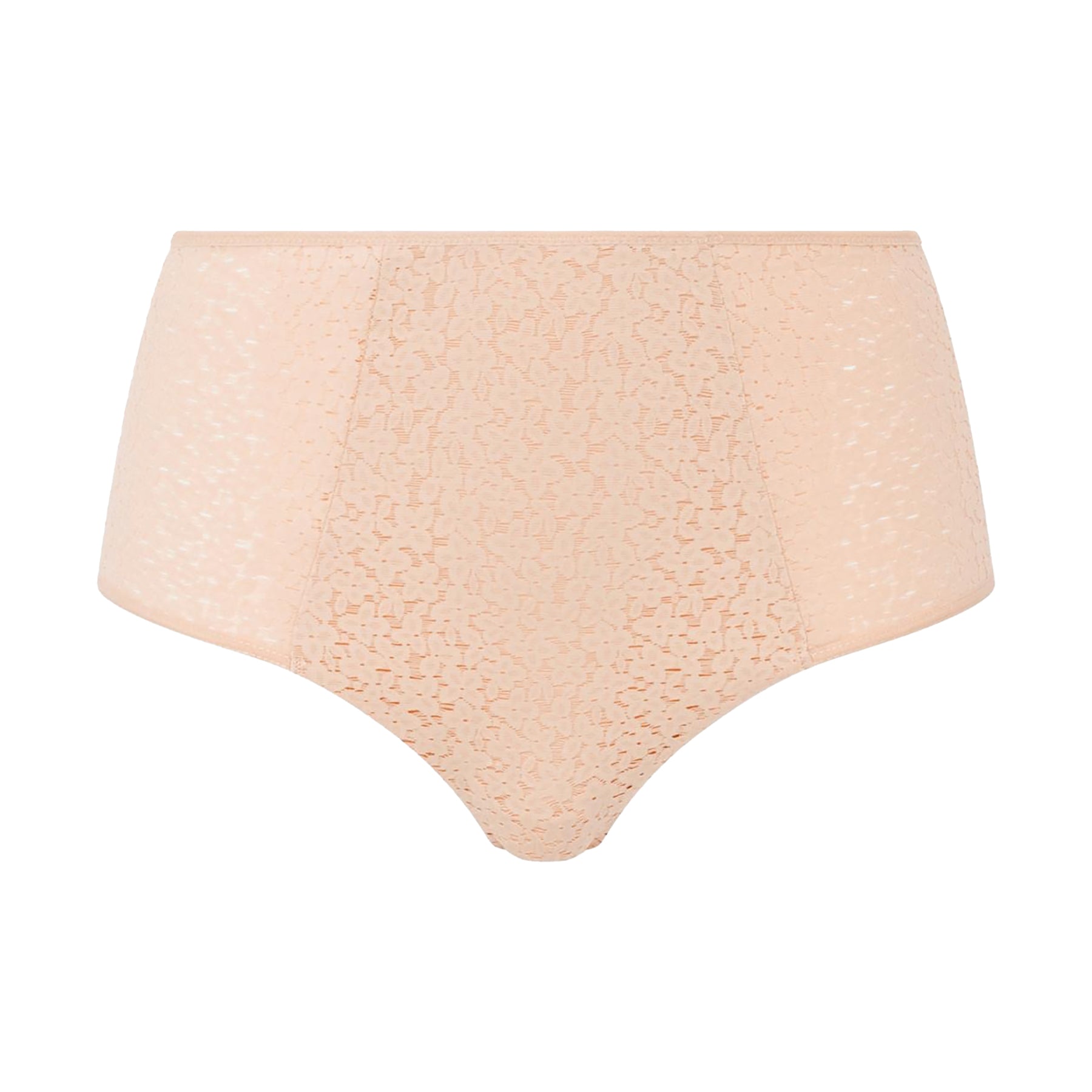 Chantelle light control Norah full brief with floral lace in nude golden beige. Front view without model.