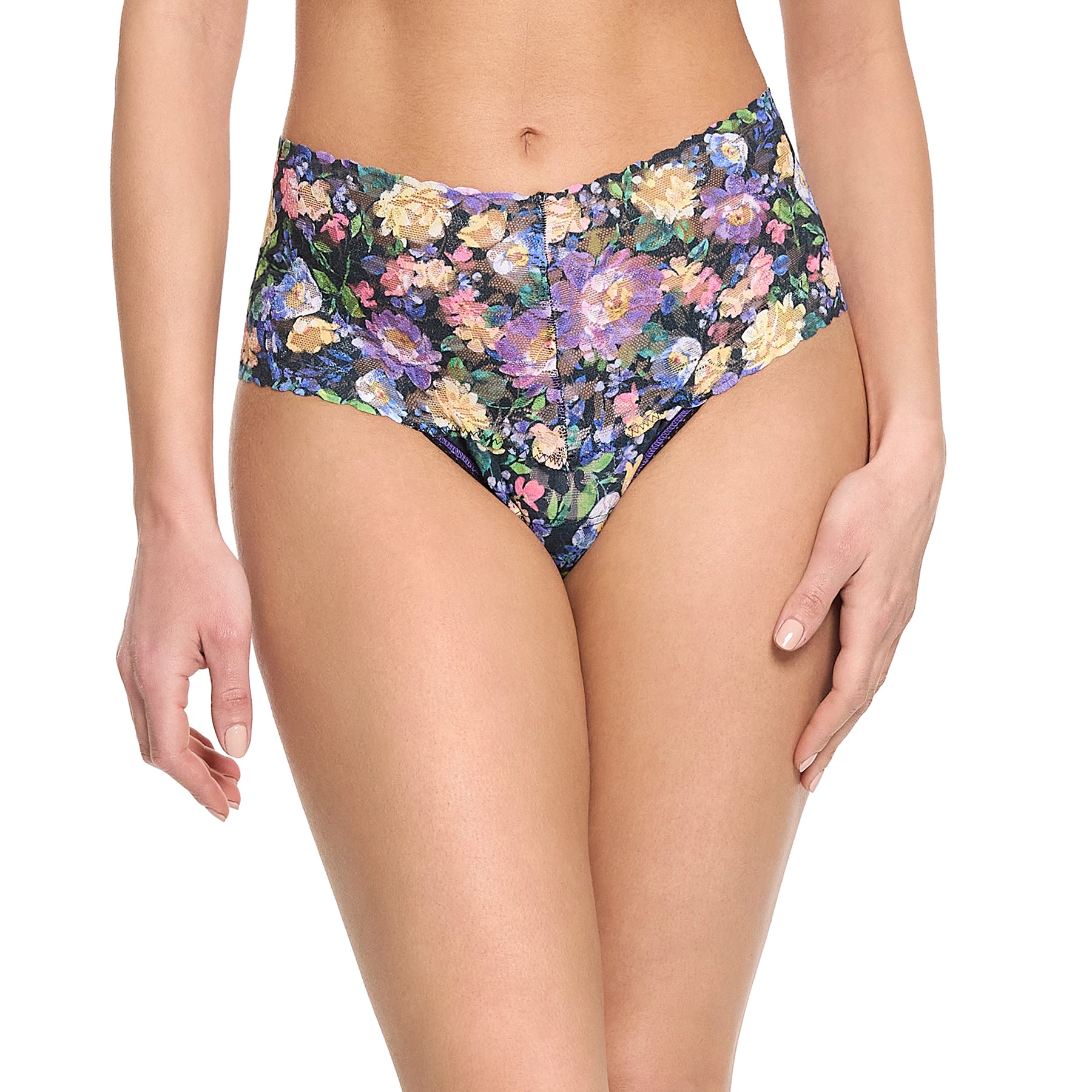 Hanky Panky Printed Lace Retro Rise Thong