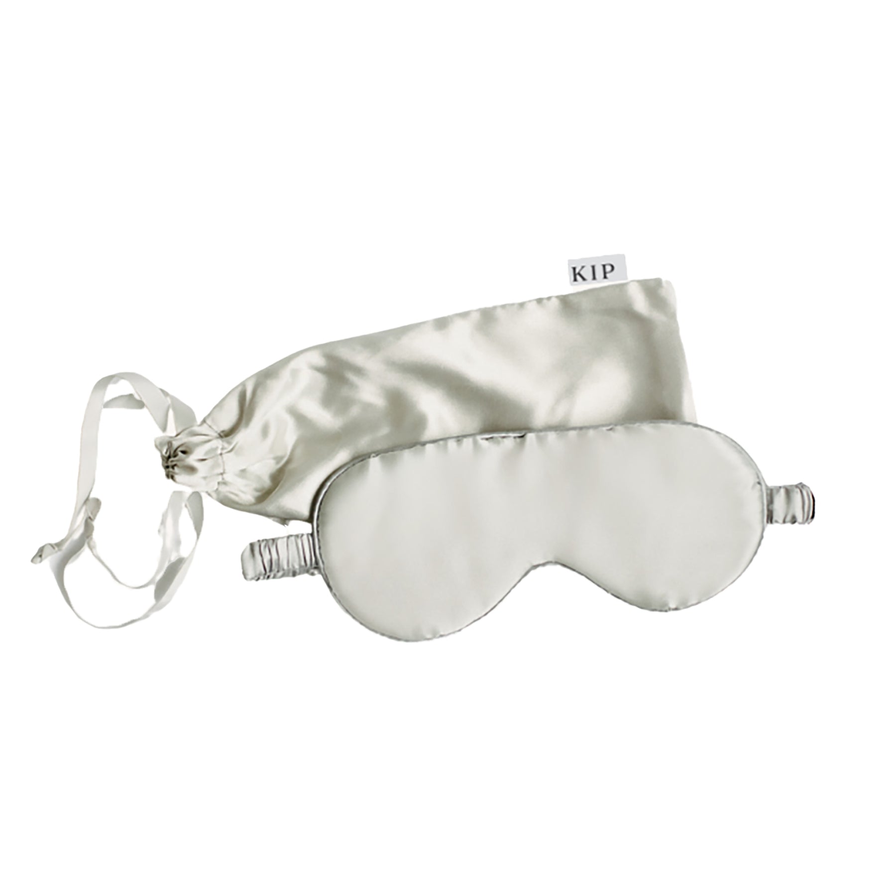 Kip mulberry silk sleep mask in grey without model.