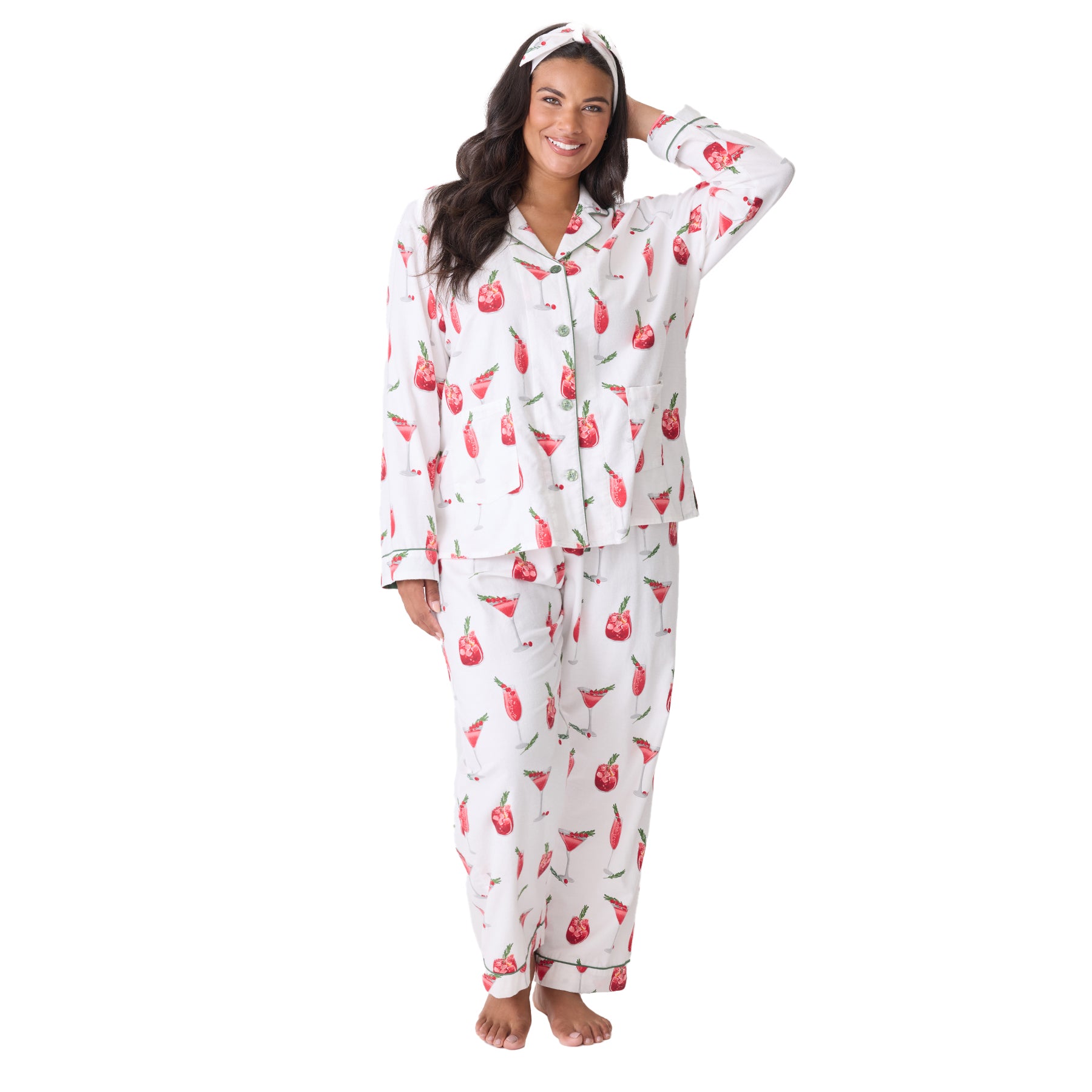 PJ Salvage Cranberries & Cocktails Flannel PJ Set