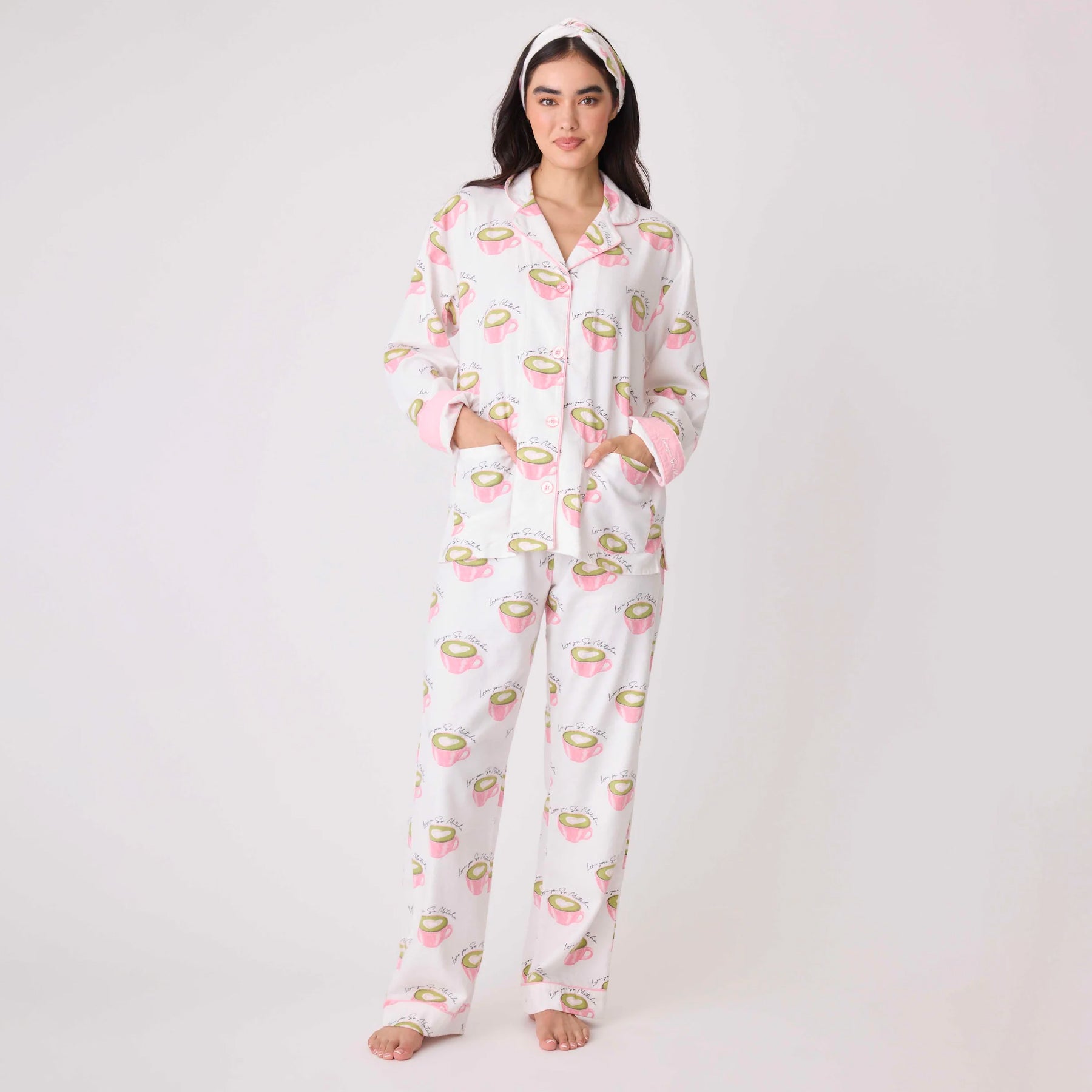 PJ Salvage Love 'U' So Matcha Flannel PJ Set