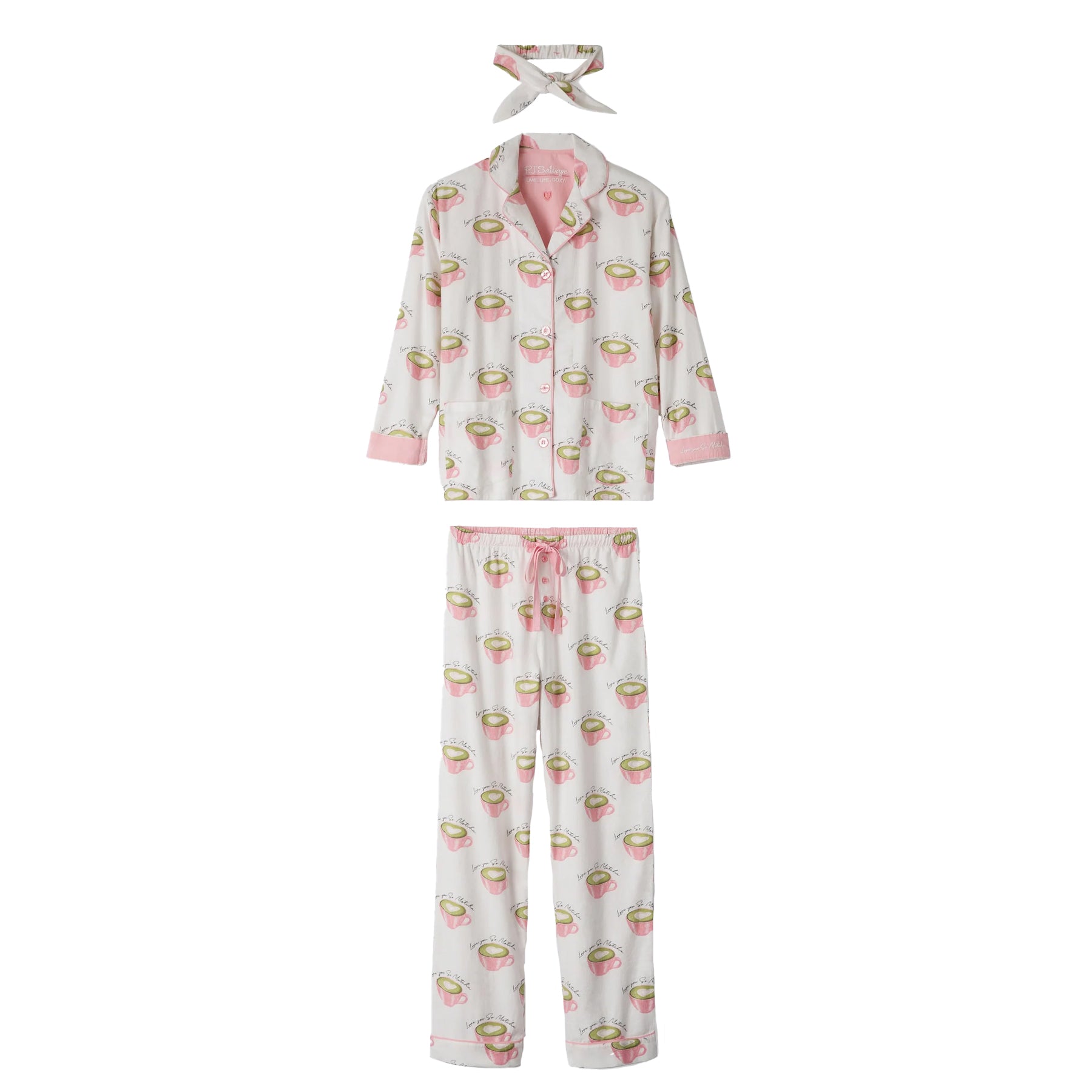 PJ Salvage Love 'U' So Matcha Flannel PJ Set