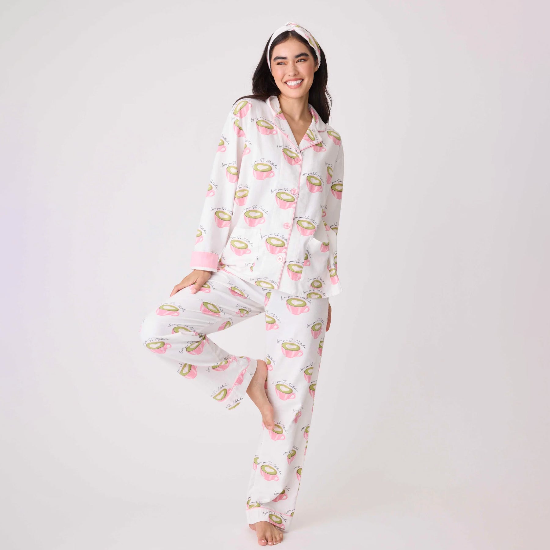 PJ Salvage Love 'U' So Matcha Flannel PJ Set