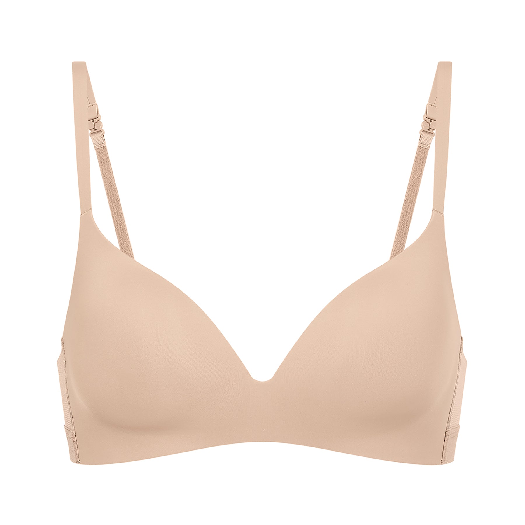 Front view of Simone Pérèle Essential Wireless Bra in Peau Rosée laid flat against white background