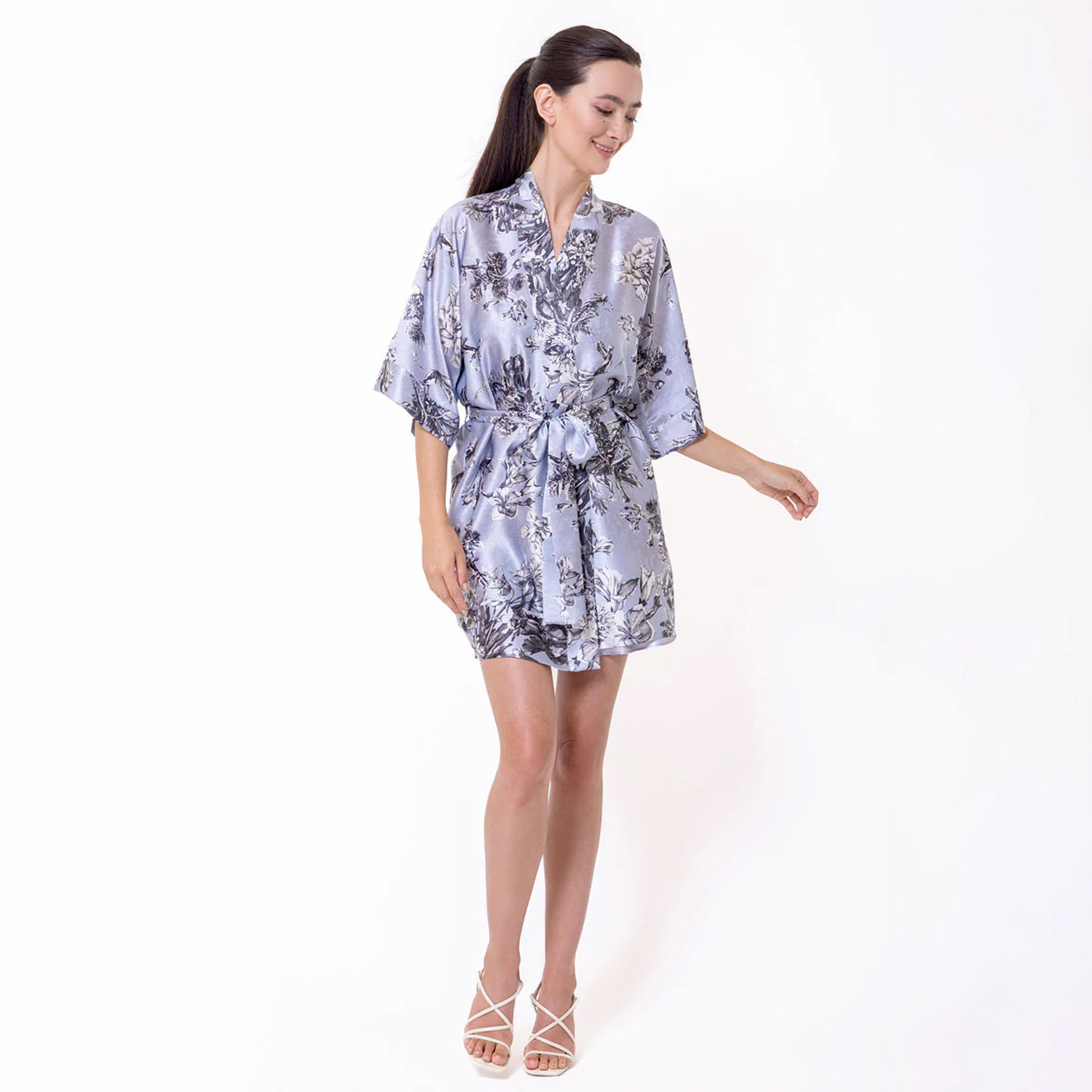 Christine Toile Jardin Silk Short Robe