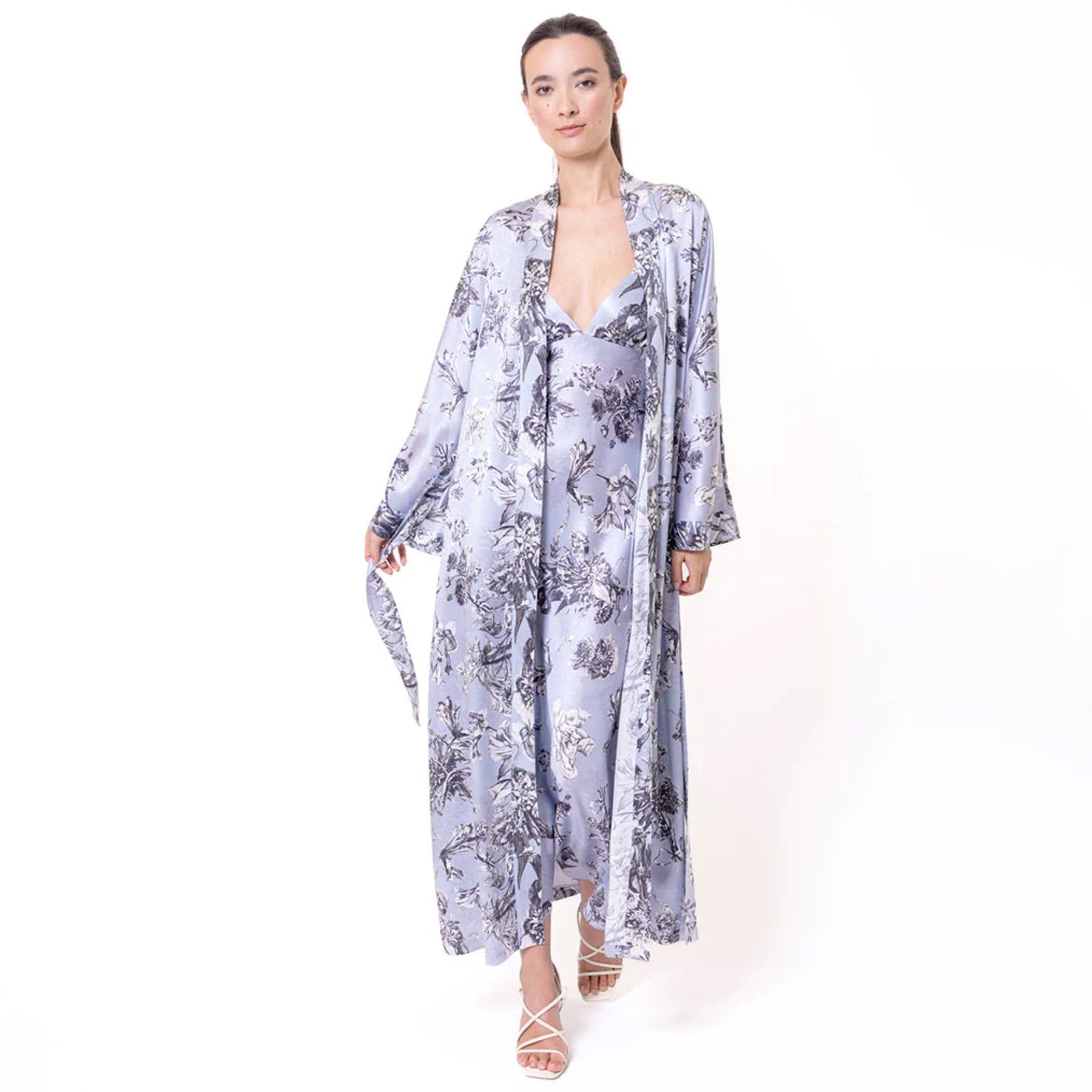 Christine Toile Jardin Silk Long Robe