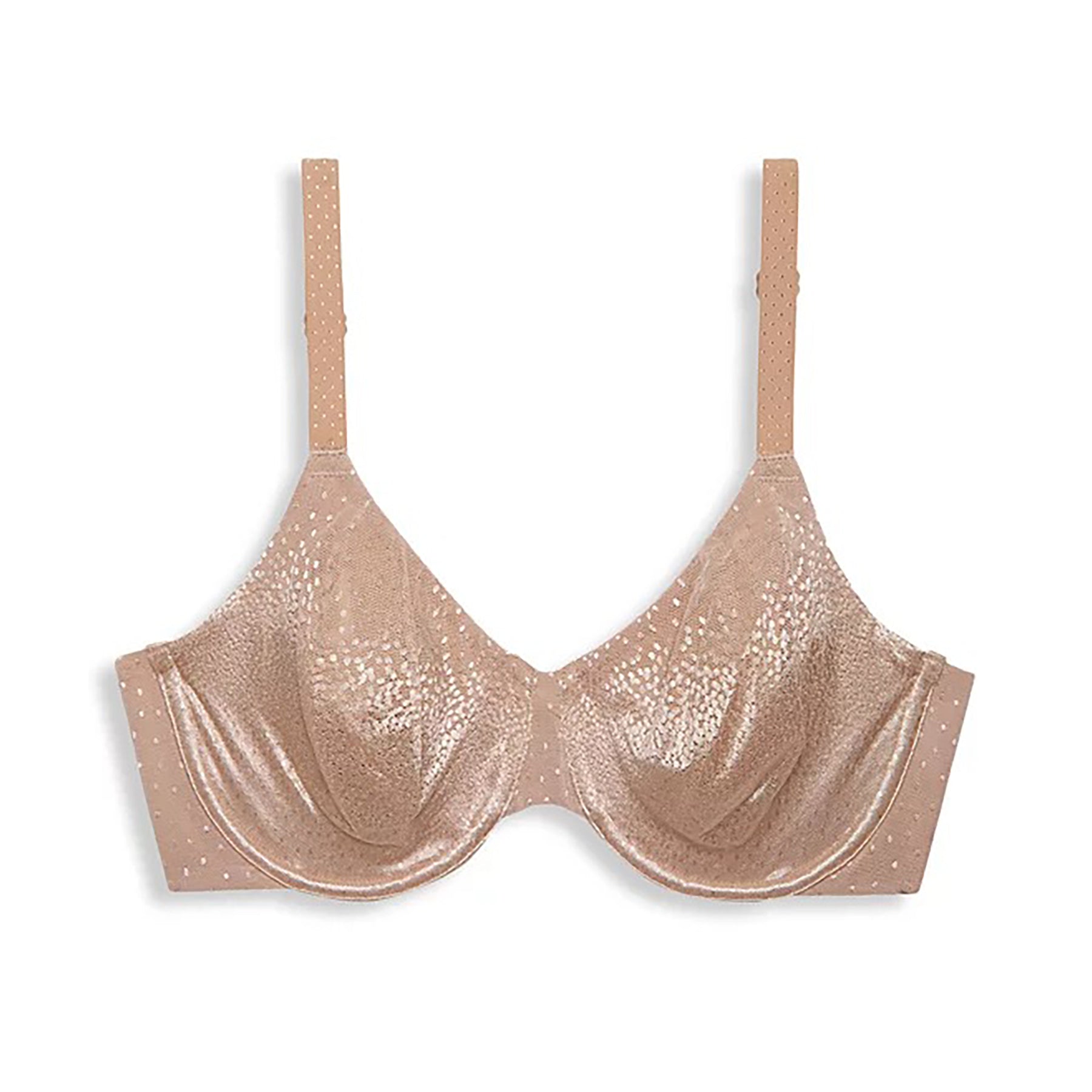 Wacoal balcony bra in nude praline with shiny accent flecks on fabric no model flat lay