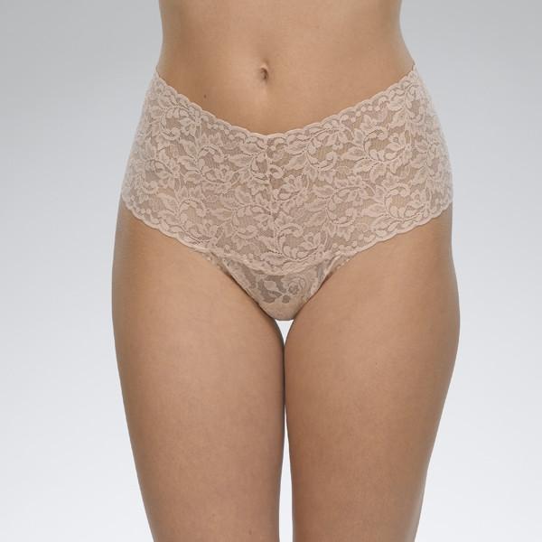 Hanky Panky Plus Size Signature Lace Retro Rise Thong in chai