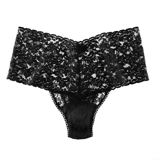 Hanky Panky Plus Size Signature Lace Retro Rise Thong in Black