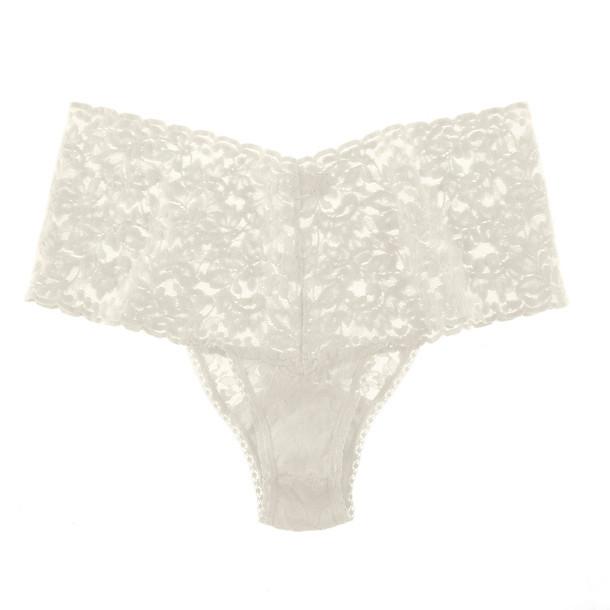 Hanky Panky Plus Size Signature Lace Retro Rise Thong in Marshmallow
